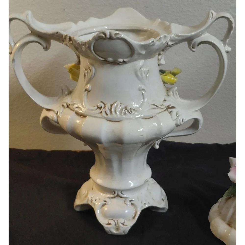 Vintage Capodimonte Italy Porcelain Lidded Urn Vase 15